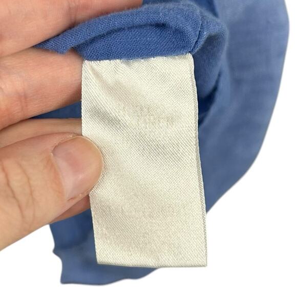 Pomander Place Lake Blue Linen Blend Split Neck Frankie Dress Womens Small - Picture 4 of 5